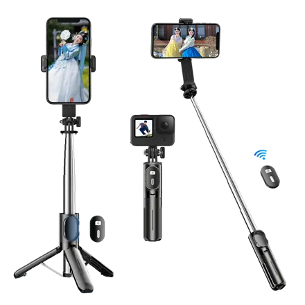 NICESUN 미니 블루투스 휴대폰 삼각대, 스마트폰/카메라/고프로 삼각대 셀카봉, 71cm, P06