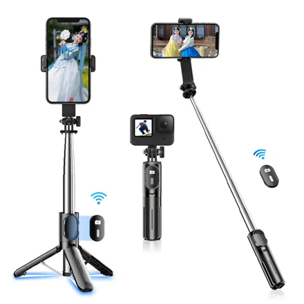 NICESUN 미니 블루투스 휴대폰 삼각대, 스마트폰/카메라/고프로 삼각대 셀카봉, 71cm, P06