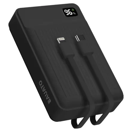 바우아토 포켓쉴 고속 입출력 케이블 일체형 미니 대용량 보조배터리 20000mAh C타입 애플8핀 PD 22.5W, 단일상품, 블랙