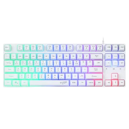 지클릭커 슈퍼히어로 저소음 RAINBOW LED 87 유선 텐키리스 게이밍 키보드