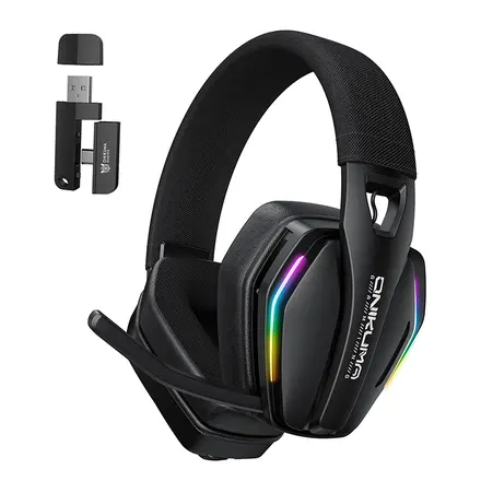 ONIKUMA 무선 게이밍 헤드셋 3모드 연결 가상 7.1 노이즈캔슬링 마이크 GT826, 블랙
