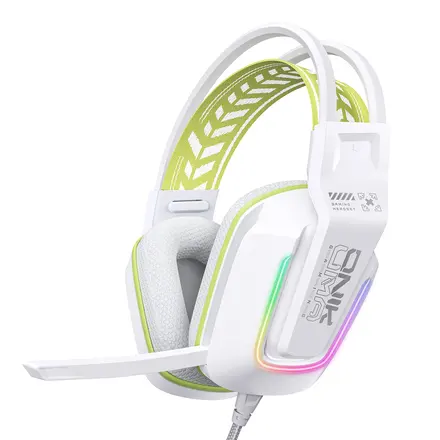 ONIKUMA 유선 게이밍 헤드셋 가상 7.1 usb RGB 노이즈캔슬링 마이크 X13, 화이트, X13