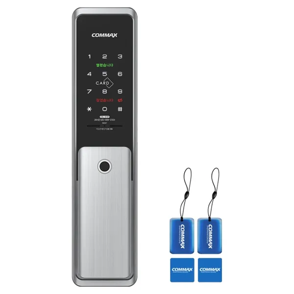 COMMAX 손잡이 있음 무타공 지문인식 푸시풀 도어락 카드키, CDL-917P, 고객직접설치
