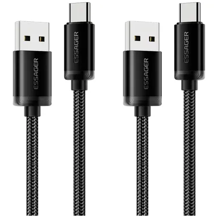 Essager 3A C타입 고속 충전케이블, 2개, 블랙, 2m