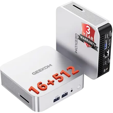 GEEKOM A5 Pro 미니 PC (2026) (AMD Ryzen 5 7430U, 16GB DDR4 RAM (LPDDR 제외, 96GB로 업그레이드 가능), 1TB NVMe SS