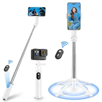 NICESUN 블루투스 휴대폰 삼각대 스마트폰/카메라/고프로 삼각대 셀카봉 103cm, 화이트, P07