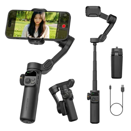 Aochuan  SMART X2    스마트폰  짐벌 삼축 안정기 AI 자동 추적 안티셰이크 블루투스 셀카봉 삼각대 겸용 접이식 Vlog 유튜브 촬영용