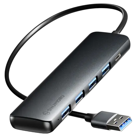신지모루 4in1 4포트 USB 3.0 C타입 멀티허브 5Gbps 고속전송 알루미늄 노트북 USB허브, 블랙, 1개
