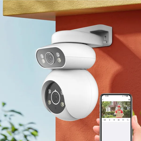 국내발송 AI 듀얼 카메라 1000w 고화소 CCTV 풀컬러 나이트 비전 360도 회전형 움직임 추적 스마트 WiFi 홈 카메라 실외용