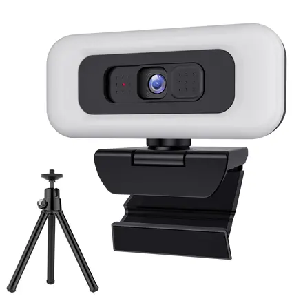 RUNDX 4K 웹캠 마이크내장 방송용 수업용 화상카메라 + 삼각대 세트, 블랙, 1개