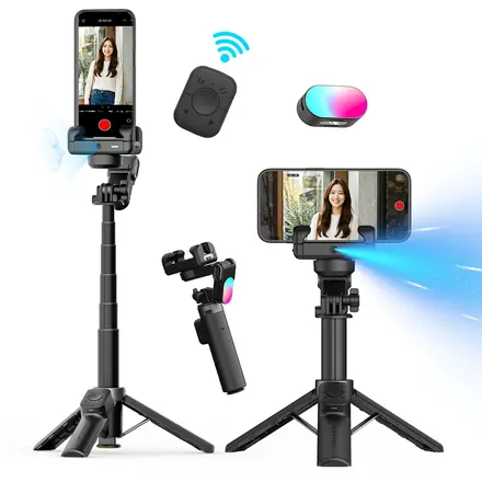 AOCHUAN SMART  M3Pro  mini   스마트폰 짐벌  AI 자동 추적 안티셰이크 블루투스 셀카봉 삼각대 겸용 접이식 Vlog 유튜브 촬영용