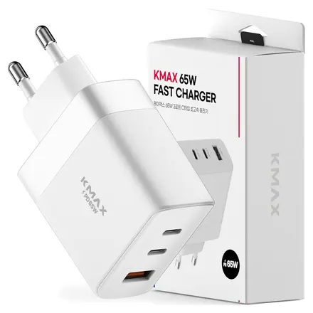 케이맥스 65W PD 3포트 C타입 초고속 충전기, 1개, 화이트