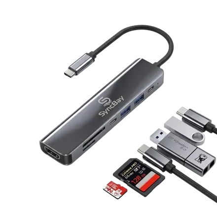 싱크베이 초고속 4K HDMI USB C타입 7포트 멀티 허브