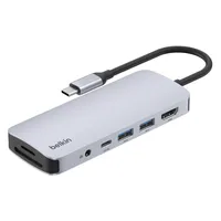 벨킨 connect USB C 7in1 멀티 포트 허브 어댑터 AVC009fqSGY V2, 실버 그레이, 1개