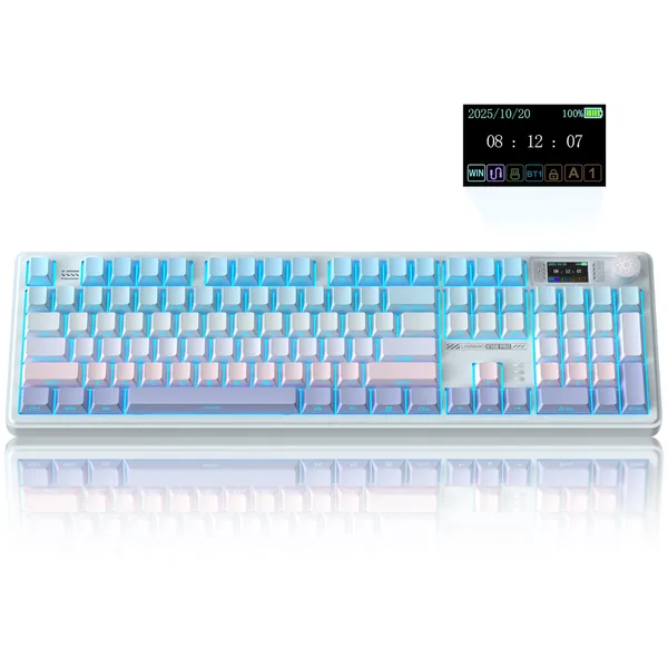 LINGBAO K108Pro LCD 무선 기계식 키보드 게이밍 키보드 한글, K108Pro(한글), 그러데이션, 제조사축
