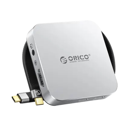 오리코 C타입 8 in 1 M.2 2230 NVMe 오디오 SD/TF 카드 슬롯 HDMI 4K@60Hz PD100W 도킹스테이션 MG7-G2, 실버, 1개