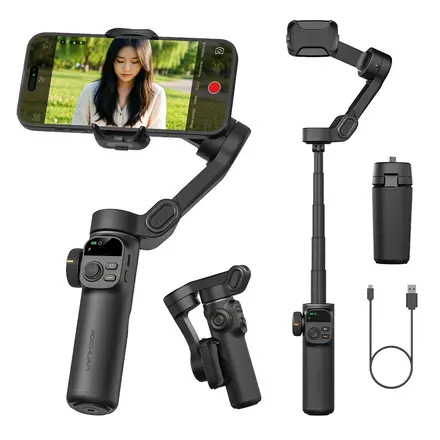 Aochuan  SMART X2    스마트폰  짐벌 삼축 안정기 AI 자동 추적 안티셰이크 블루투스 셀카봉 삼각대 겸용 접이식 Vlog 유튜브 촬영용