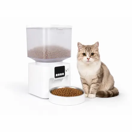 steelhug 고양이 강아지 반려동물 자동 급식기, 1개, 화이트, 4.5L