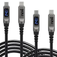넥시 C타입 240W 전력표시 초고속 충전 케이블 NX-PD240W-D, 1.2m, 블랙, 2개