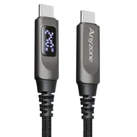 애니존 240W 전력표시 LCD 디스플레이 PD3.1 PPS C타입-C타입 초고속충전 케이블, 블랙, 1개, 2m