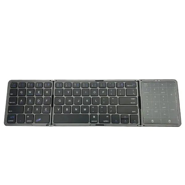 2026 새로운 3단 접이식 블루투스 키보드(터치패드 포함) PC Mac 스마트폰 IPad용 휴대용 접이식 키보드