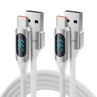 TOOCKI 알루미늄 합금 LED 디스플레이 6A C 타입초고속 충전 케이블블랙