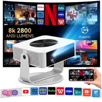ALMAMA 8K 초고화질 빔프로젝트 2800안시루멘 유튜브 넷플 구글 디즈니 내장/삼각대+스크린+리모컨 홈시네마 가정용, 8K 화이트 빔 프로젝터
