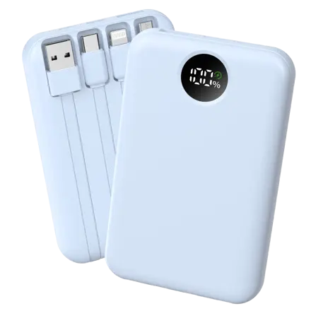 YEXXI 일체형 보조배터리 고속충전 PD 22.5W 미니 휴대용 10000mAh 4개 케이블 멀티단자