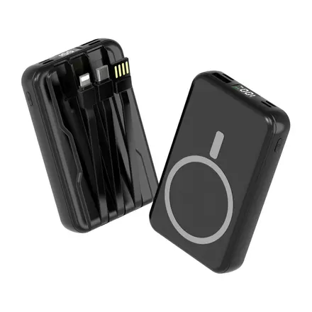 대용량 맥세이프 호환 보조배터리 20000mAh 무선충전 케이블 일체형 LCD 잔량표시