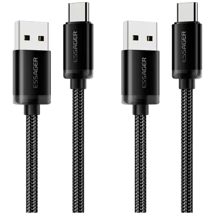 Essager 3A C타입 고속 충전케이블, 2개, 블랙, 2m
