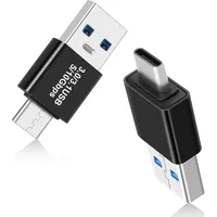 USB 3.0/3.1 수-USB-C 수 어댑터, OTG 3.0/3.1 USB-A to Type-C 어댑터, 초고속 데이터 전송 Gen2 10Gbps 지원, USB-C 연결, 2개, 블랙, 3cm