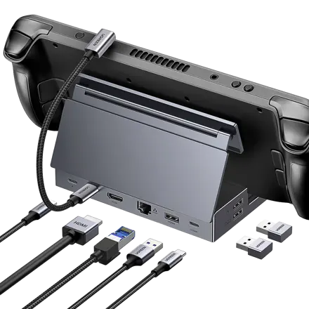 UGREEN 유그린 9포트 USB3.2 C타입 스팀덱 독 도킹 스테이션 게임기용 접이식 거치대 |삼성덱스 맥북 호환|HDMI2.0 4K60Hz|10Gbps|기가비트|로그 앨리 호환, 1개, Grey