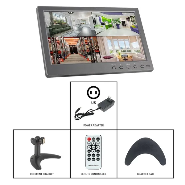 카플레이 모니터 네비게이션 차량용 블랙박스 카메라 KTYDKP 휴대용 10.1인치 LCD HD 2채널 비디오 입력 AV/VGA/HDMI/BNC 회전식 역방향 이미지 디스플레이