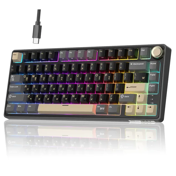 RK ROYAL KLUDGE 유선 키보드 기계식 키보드 RGB 저소음 게이밍 키보드 75키 한국어 자판