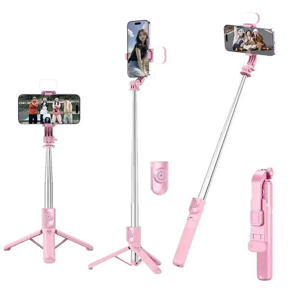 【2026 신등장・경량】 셀카봉 스마트폰 삼각대 셀카 스마트폰 스탠드 i-Phone 셀카 스틱 안드로이드 겸용 소형 탁상 경량 360도 회전 무선 Jidori 막대 리모컨 포함