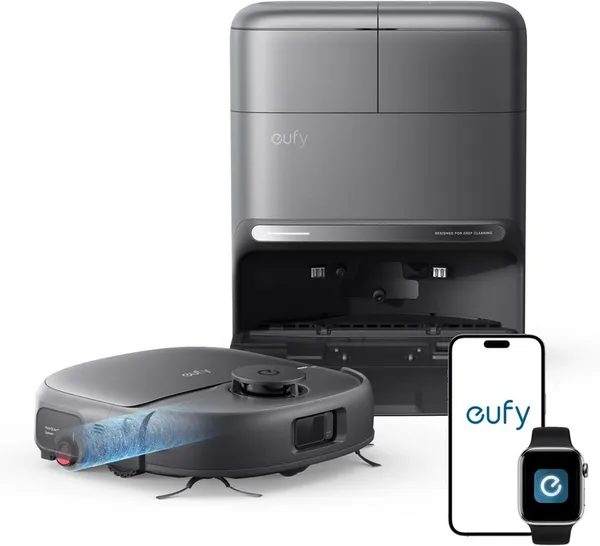 eufy C28 로봇청소기 물걸레 겸용 15000Pa HydroJet 롤러 반려동물 털 엉킴 방지 자동 세척 및 건조 먼지 비움 물 채움 카펫용