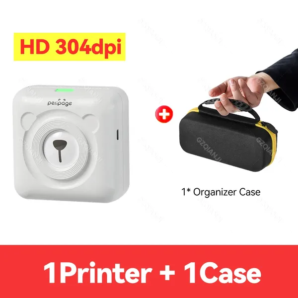 Peripage  304 인치 당 점 A6 열전 사 포토 프린터 미니 휴대용 블루투스 포켓 색상 노란색 모바일 안드로