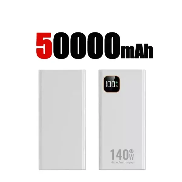 500000mAh 파워 뱅크 140W 초대용량 초고속 충전 휴대용 보조배터리 디지털 디스플레이 외장 2026