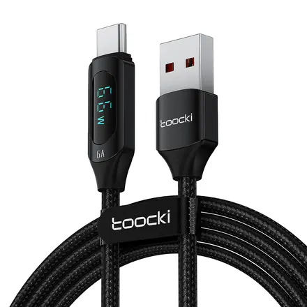 TOOCKI 알루미늄 합금 LED 디스플레이 6A C 타입초고속 충전 케이블블랙, 2m, 화이트, 2개