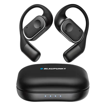 블라우풍트 AAC ENC 노이즈 캔슬링 오픈 귀걸이형 HI-FI 5.4 블루투스 이어폰, BLP-OE383K, 블랙, 37시간, BLP-OE383K, 블랙