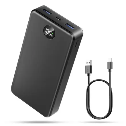 고속충전 대용량 보조배터리 30000mAh PD 22.5W QC3.0 잔량표시 멀티단자 + 20W C타입 케이블, 블랙-30000mAh, P1