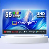[제주TV스토어] QLED 스마트55인치 UHD 139cm 구글5.0 화이트색상 제주도중소기업TV 제주 서귀포 당일설치해드림
