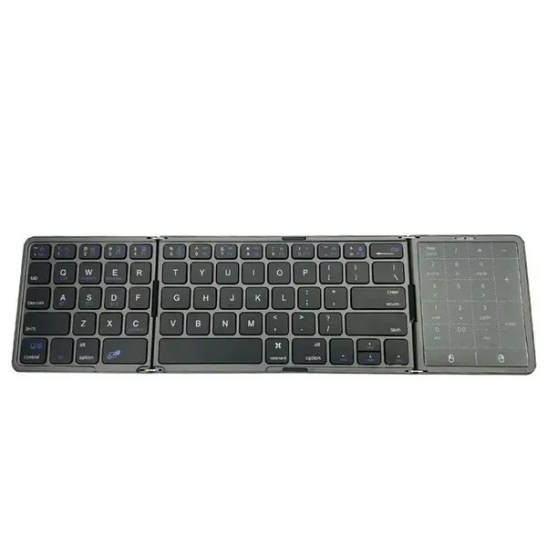 2026 새로운 3단 접이식 블루투스 키보드(터치패드 포함) PC Mac 스마트폰 IPad용 휴대용 접이식 키보드