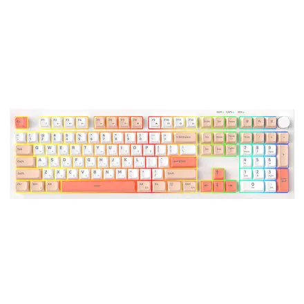 포팩트 유선 저소음 노브 RGB 키보드, 스트로베리 밀크, QN108, 멤브레인