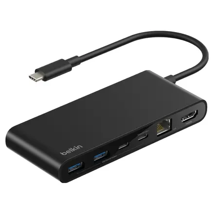벨킨 connect 유니버셜 USB C 8in1 2.5Gbps 이더넷 10Gbps 4K 60Hz HDMI 100W PD 멀티 허브 INC024fqBK, 블랙, 1개