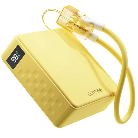 코드웨이 미니 고속충전 보조배터리 10000mAh + C타입 초고속충전 케이블, 단일상품, 옐로우