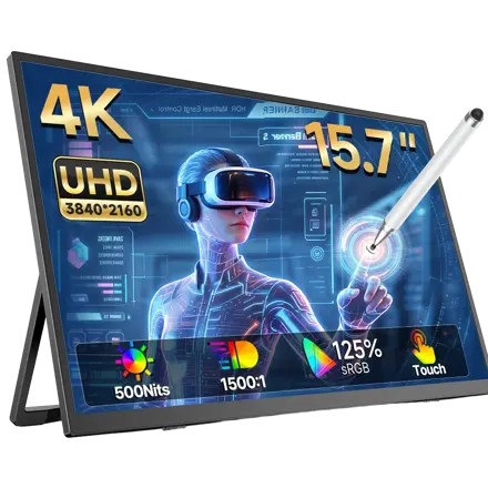 에비크 4K UHD 포터블 모니터 DEX HDR 휴대용 모니터, 블랙-터치, 39.88cm