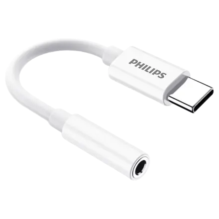 필립스 C타입 3.5mm 이어폰 변환 젠더 오디오 AUX 헤드셋 마이크 연결잭 고품질 DAC 칩 내장, 11cm, White, 1개
