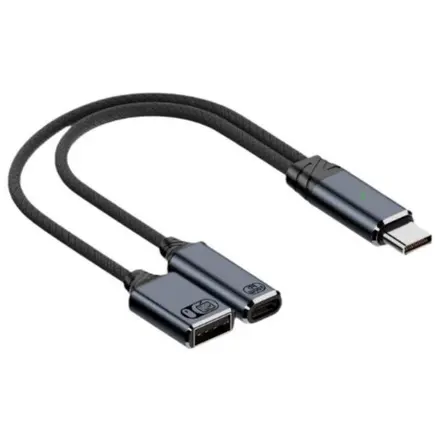 USB C타입 듀얼젠더 100W 고속충전 USB A OTG 양방향 젠더, 1개, 그레이, 12cm