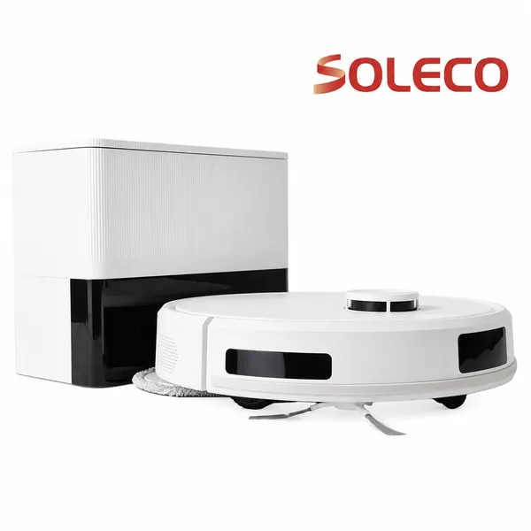 SOLECO 2026 신형 스마트 로봇청소기 자동 먼지비움 5000Pa 강력흡입 물걸레 청소 올인원 LDS 맵핑 원룸 아파트 반려동물 가정용